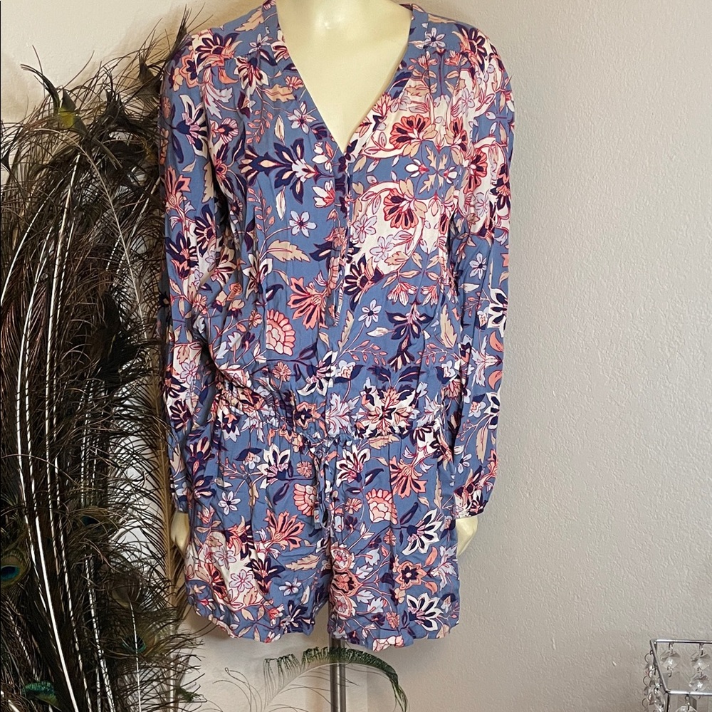 Floral Long Sleeve Romper shorts